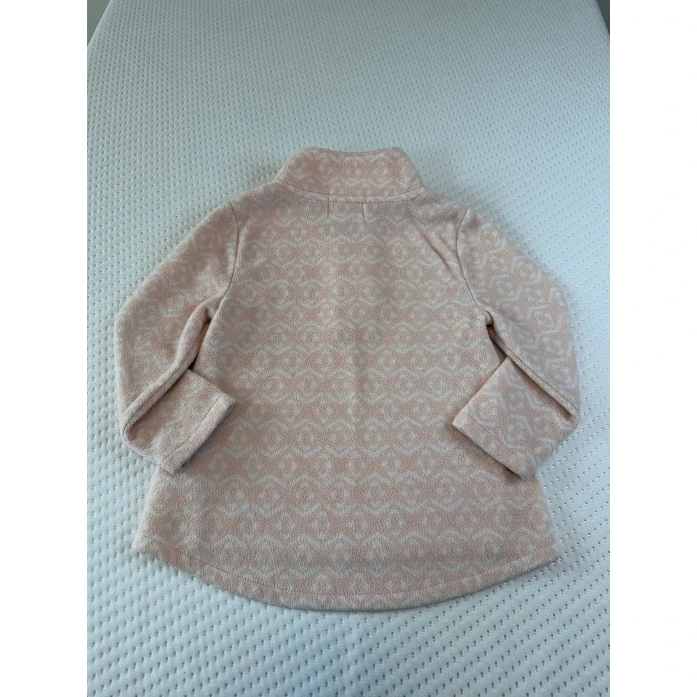 Old Navy Toddler Girls Peach White Fair Isle Fleece Quarter Zip Pullover 2T